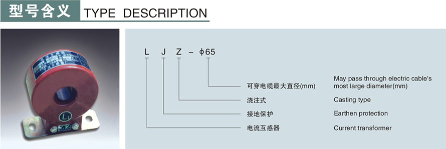 LJZ-φ75型零序电流互感器型号说明